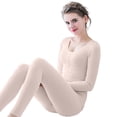 thumbnail image 2 of QSAWXQZ Women's 2PC Thermal Long Underwear Top and Leggings Set Scoop Neck Long Sleeve Ribbed Stretch Winter Base Layer for Cold Weather Free Size, 2 of 6