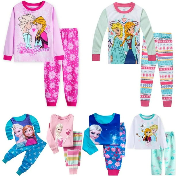 Conjunto de ropa de dormir para nina pijamas de algodon con dibujos animados de Anna congelada primavera y otono novedad xuanjing unisex Bodega Aurrera en linea