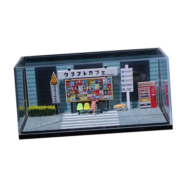 Vitrina de exhibición de modelo de vehículo fundido a presión a escala 1:64, contenedor organizador de escena callejera en miniatura, vitrina de