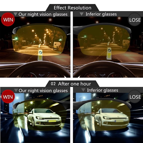 HBMYN High-End Night Vision Driving Glasses Polarized Glasses Light Weight Uv400 Protection Driving Glasses Night Time Driving Glasses for Men