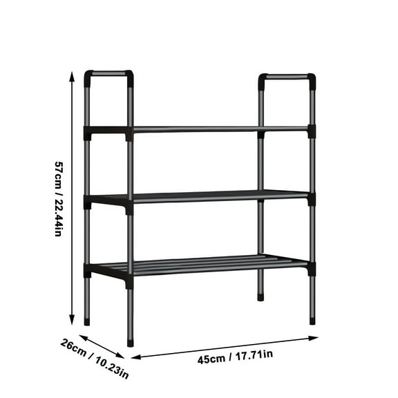 Rkxzt Shoe Rack Metal Alloy and Plastic Shoe Rack 3 Tier Organizer Storage Shelf 22x10x17"Easy Assembly Space Saving Storage