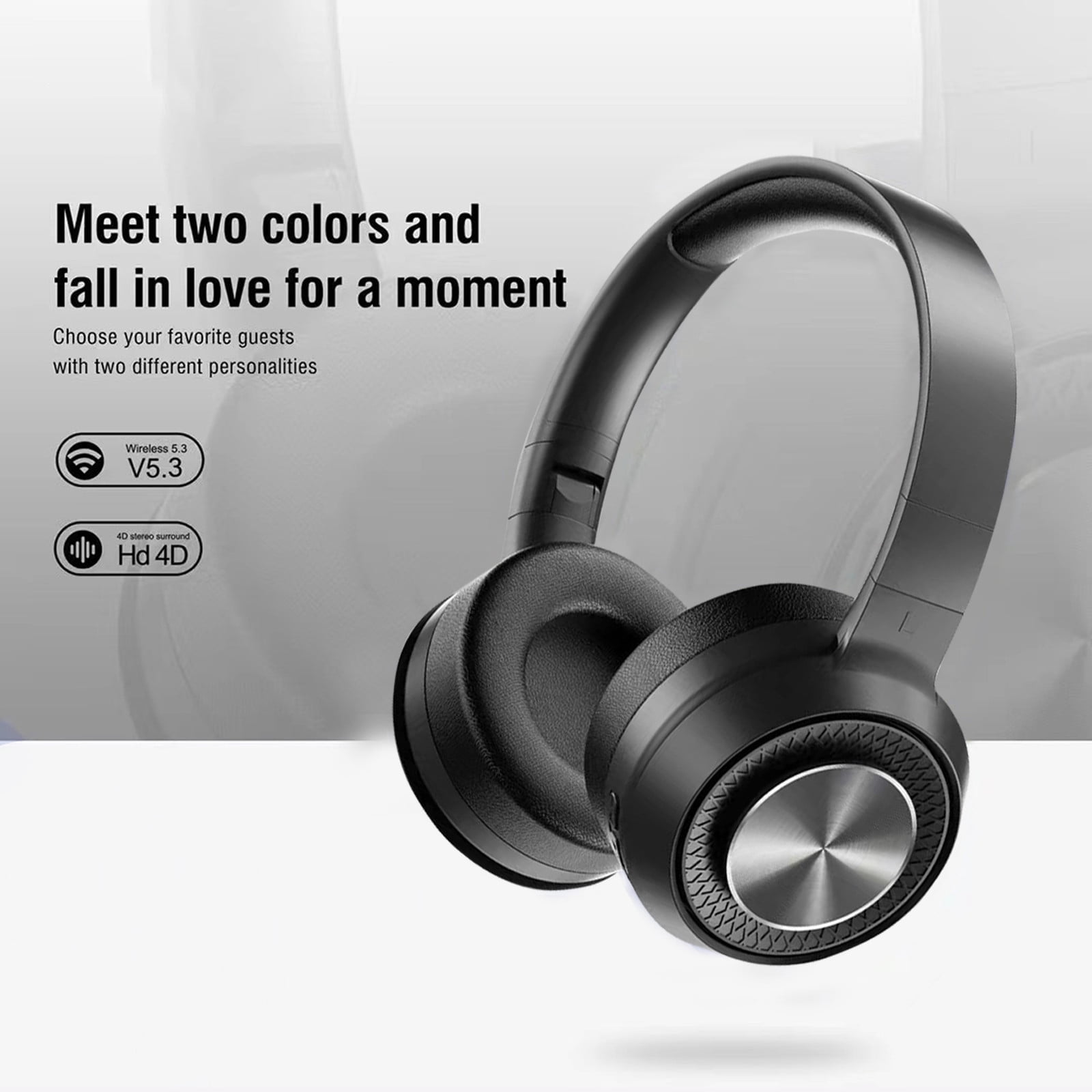 Bluetooth Headphones, Wireless Headphones, Over Ear Noise Cancelling Headphones with Mic, Up To 24 Hours of Battery Life(Black)