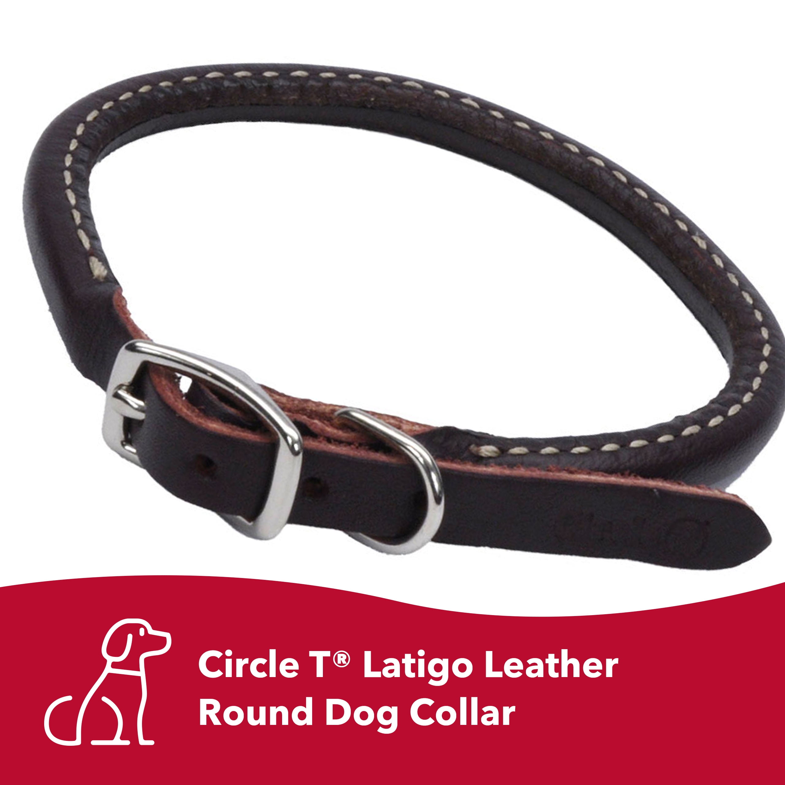 Latigo Round Leather Collar - 5/8in x 16in - Walmart Business Supplies