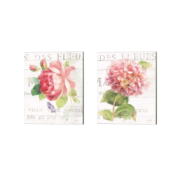 Metaverse Danhui Nai 'Maison des Fleurs A' Canvas Art (Set of 2)