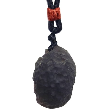 Cintamani Columbianites Crystal Necklace,Raw Solitaire Tektites Meteorite Stone Certified Healing Crystal Pendant,Irregular Shape