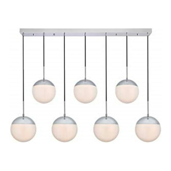 Living District Eclipse 7 Lights Chrome Pendant With Frosted White Glass