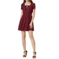 thumbnail image 1 of INSPIRE CHIC Women's Printed Square Neck Short Sleeve A-Line Prom Dress S Burgundy-Stars, 1 of 7