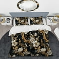 thumbnail image 2 of Designart "Gilded Monochrome Florals" Black Floral Bedding Covert Set - Cottage Bed Set With 1 Sham, 2 of 5