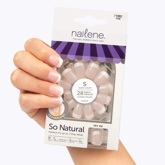 Nailene So Natural Nails with Glue, Short Pink Fuzzy