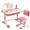 Pink, variant on dianhelloya Kids Adjustable Study Desk and Chair Set with LED Lamp Tiltable Reading Stand Large Drawer Height Adjustable Pink Blue