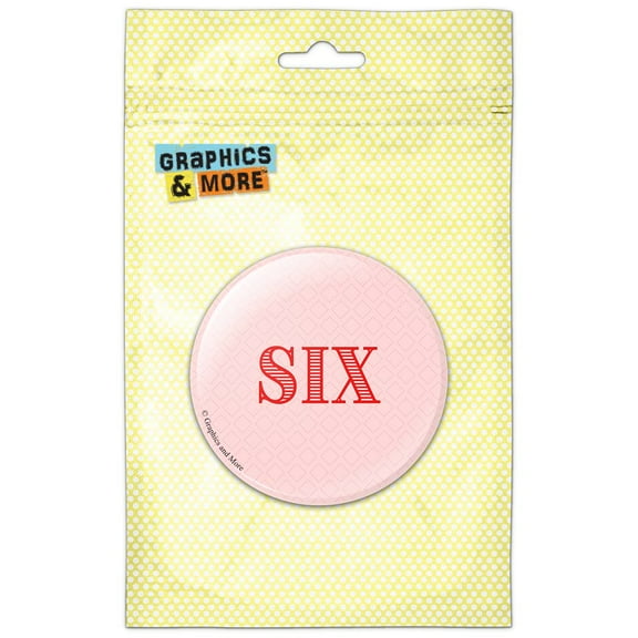 Six Birthday Diamond Pattern Red Refrigerator Button Magnet
