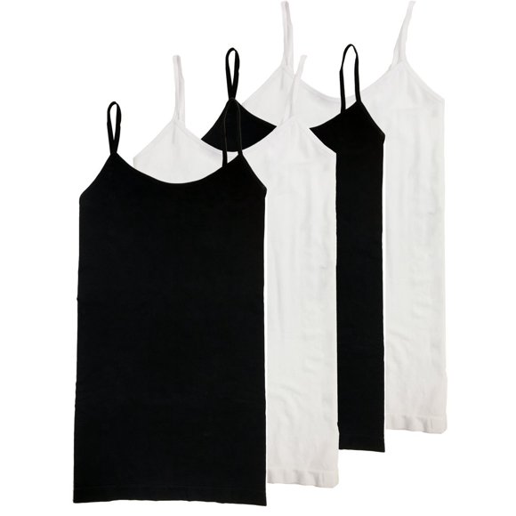 HL California Camisole 4 Way Stretch Seamless Basic Layering Top Pack of 4 (2-BLK 2-White)