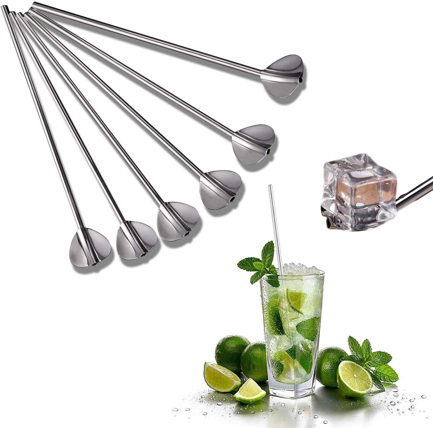 Drinking Straw Reusable Metal Straw Set Bubble Milk Tea Straws Heart-shaped