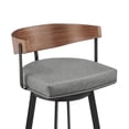 thumbnail image 6 of Idris 26" Swivel Counter Stool in Black Iron with Walnut Finish and Vintage Gray Faux Leather, 6 of 8