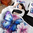 thumbnail image 4 of Castle Fairy Girls Floral Butterfly Twin Bedding Sets,Blue Pink Bedding Comforter Set, 4 of 8