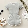 thumbnail image 3 of Yutk Newborn infant Boys Girls Short Sleeve Romper Bodysuit with Shorts Outfits Gray, 3 of 8