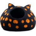 thumbnail image 6 of Wool Cat Cave Bed - Handcrafted 100% Merino Wool, Eco-Friendly Felt Cat Cave for Indoor Cats and Kittens (Black Polka), 6 of 12