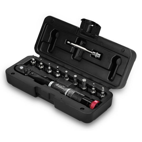 Yeacher 11 Pcs 2-24 Nm 1/4 Pouce Préréglage Torque Wrench Ensemble de Bits Mini Portable Réglable Torque Wrench Fenêtre Torque Affichage de la Valeur Libération Rapide pour Réparation de Vélo Domestique Voiture avec Boîte de Rangement