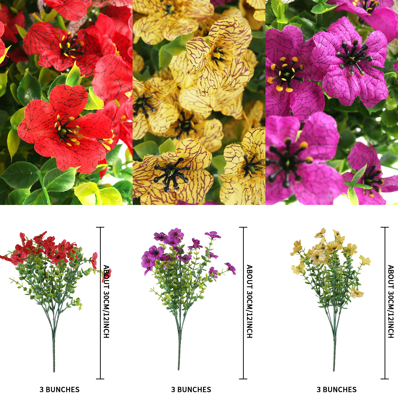 9 Bundles Artificial Flowers for Outdoor,No Fade Fake Plastic Flowers Faux Plants for Decoration Hanging Planters Indoor Outside Garden Porch Window Box Home Wedding Farmhouse