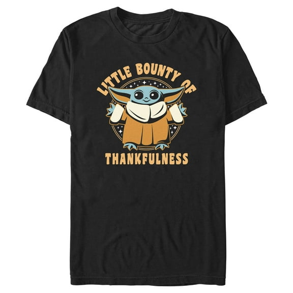 Men's Star Wars: The Mandalorian Grogu Little Bounty of Thankfulness Graphic Tee Black Large