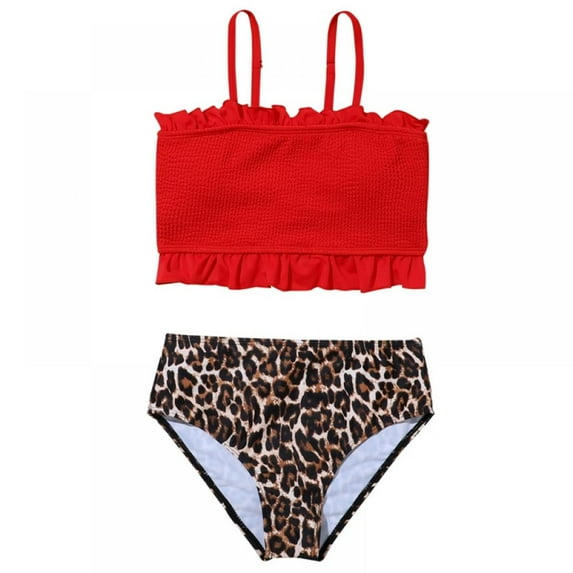 BULLPIANO Girls' Swimsuit Two Piece Bikini Set Spaghetti Strap V Neck Bikini Bathing Suits Bikini Swimsuit Bathing Suit