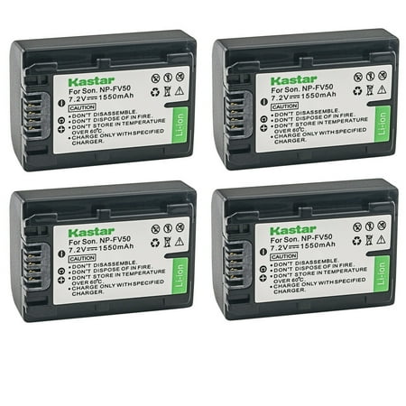 Kastar 4-Pack NP-FV50 Battery Replacement for Sony FDR-AX43 FDR-AX53 FDR-AXP55 HDR-CX110 HDR-CX115 HDR-CX116 HDR-CX130 HDR-CX150 HDR-CX155 HDR-CX160 HDR-CX180 HDR-CX190 HDR-CX200 Camera