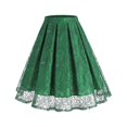 thumbnail image 2 of Aayomet Jupes pour Femmes Rétro Couleur Unie Jupe en Dentelle Tempérament (Vert, m), 2 of 5