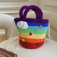 thumbnail image 3 of Bolso LRH de arcoíris hecho a mano mochila de paja tejido a mano, 3 of 3