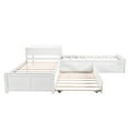 thumbnail image 6 of Euroco Pine Wood L-Shaped Twin Platform Bed with Trundle, 3 Beds in One for Bedroom, Trundle Bed with Drawers and Built-in Desk, White, 6 of 13