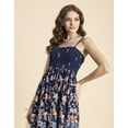 thumbnail image 5 of Moomaya Womens Printed Smocked Viscose Dress, Knee Length, Spaghetti Strap Midi Dress, 5 of 9