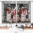 thumbnail image 5 of Rusitc Pink Rose Kitchen Curtains 27.5W X 39L Inch 2 Panels Rod Pocket Light Pink Flower French Country Small Short Cafe Curtain Mason Jar Farmhouse Window Drapes Treatment Home Decor, 5 of 6