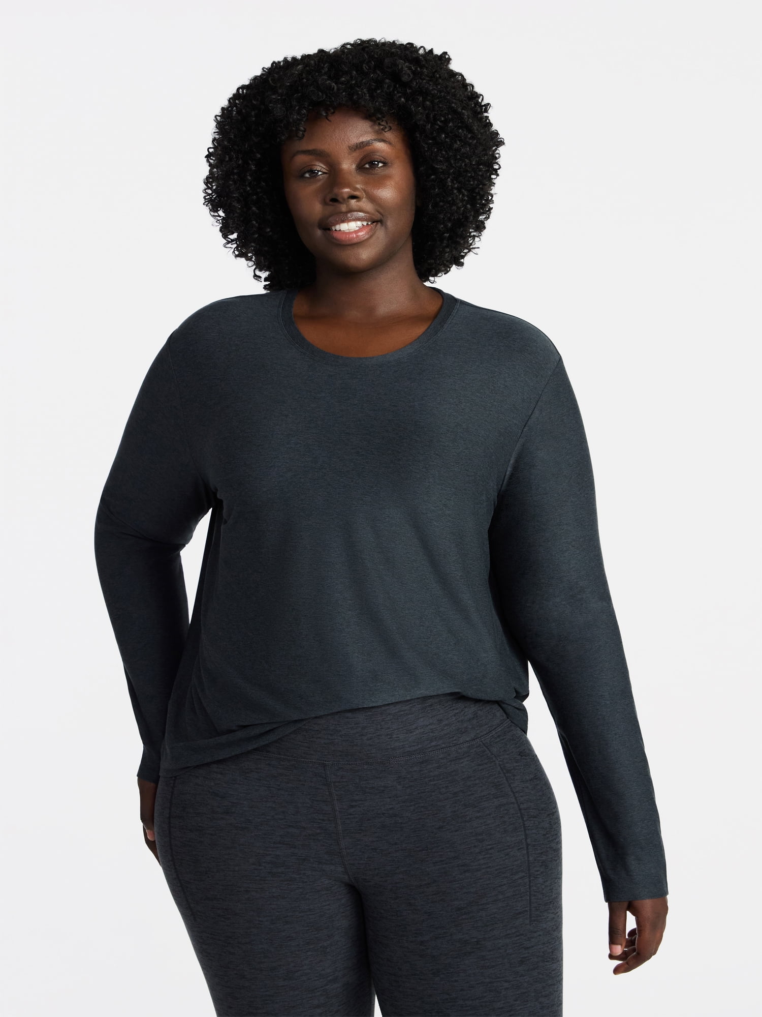 Athletic Works Women's ButterCore Tee with Long Sleeves, Sizes XS-XXXL