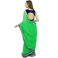 thumbnail image 2 of Atasi Indian Women's Solid Green Georgette Saree With Unstitched Blouse Piece, 2 of 7