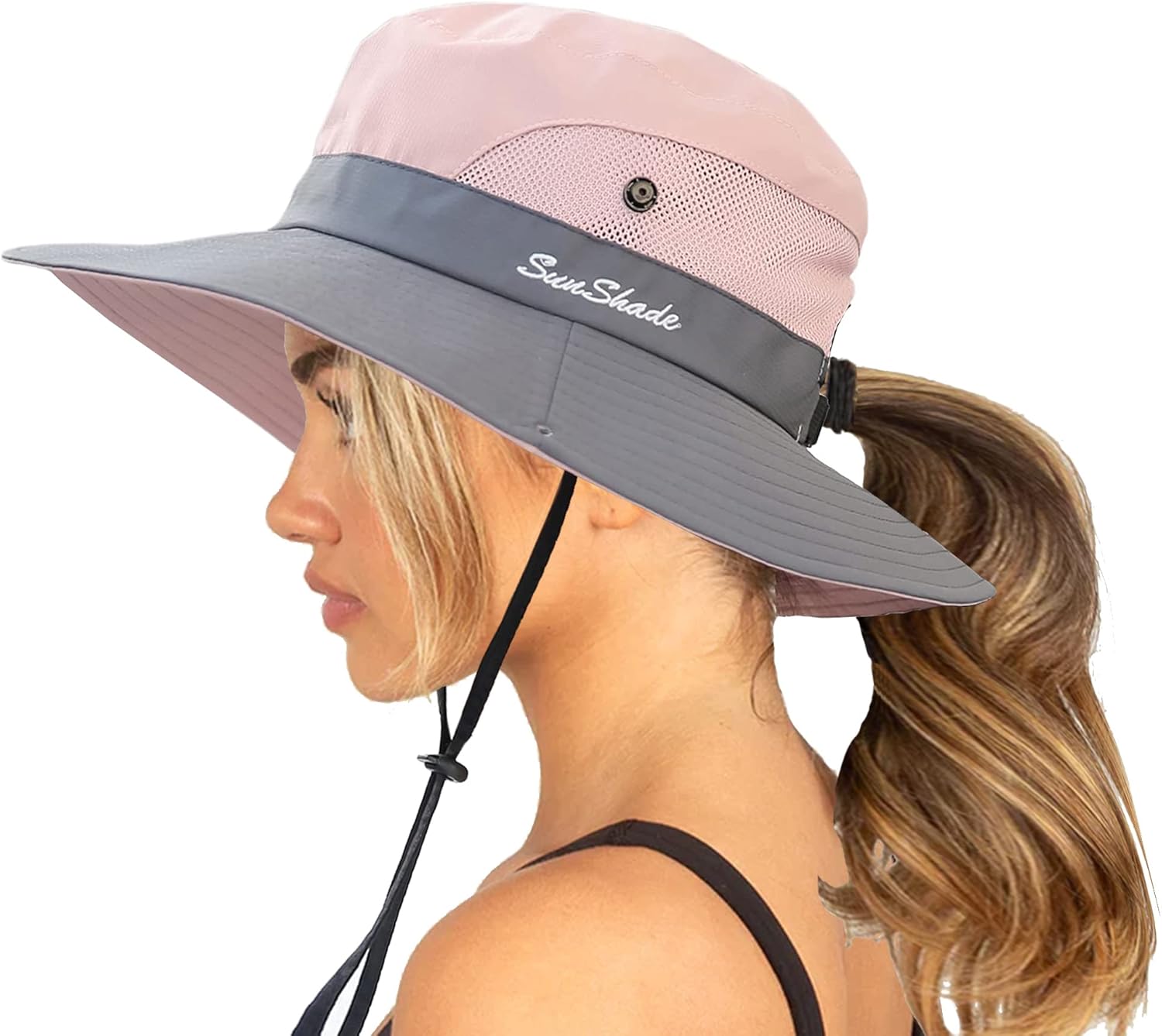 2 Pack Summer Sun-Hat Ponytail - Outdoor UV-Protection Mesh Wide Brim Foldable Women main image 4