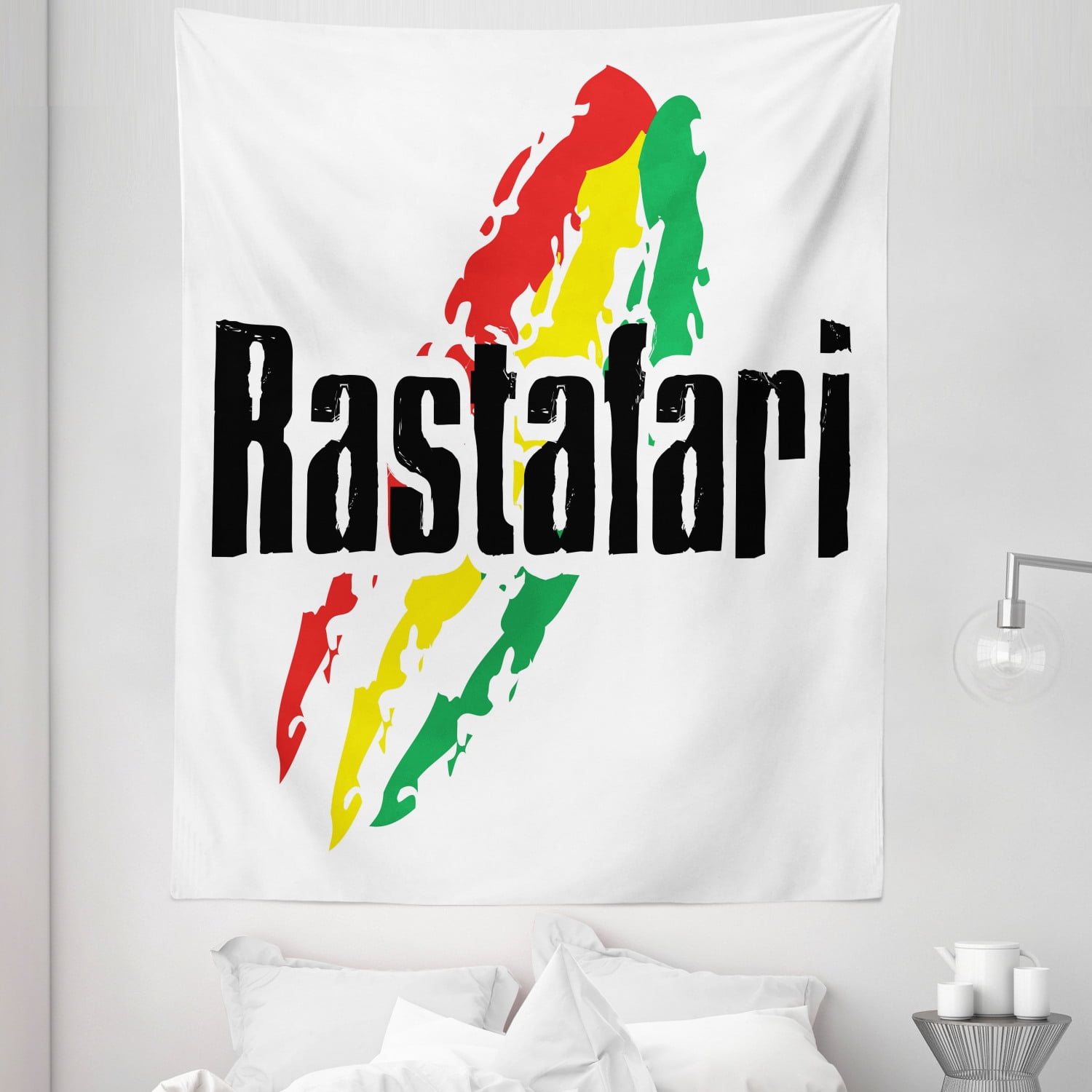 Rasta Tapestry, Reggae Rastafari Lettering on Grunge Design Flag Colors ...