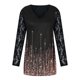 thumbnail image 4 of Moda mujer vestido estampado encaje patchwrok manga larga cuello en V mini vestidos Fridja  NMB3930, 4 of 4