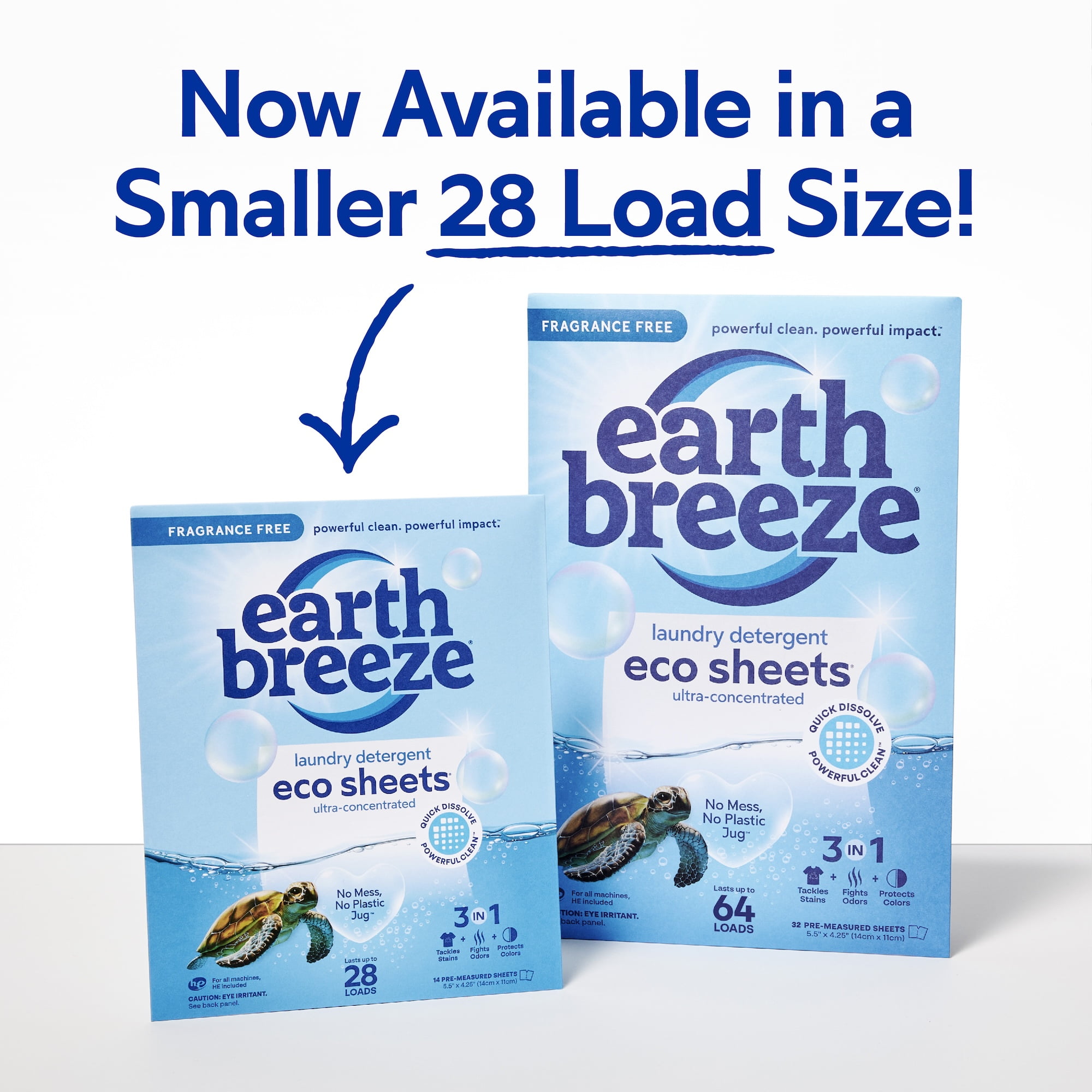 Earth Breeze Laundry Detergent Sheets, Fragrance-Free, Eco Friendly, 14 Count, 28 Loads