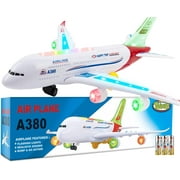 Toysery Airplane Toys for Kids, Bump and Go Action, Toddler Toy Plane with LED Flashing Lights and Sounds for Boys & Girls 3 -12 Years Old (Airbus A380)