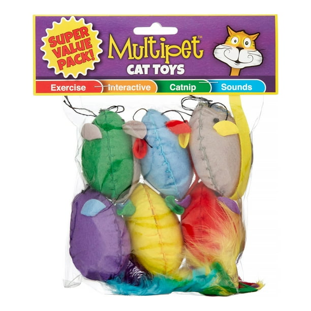 MultiPet Stitch Mice Cat Toy, 6 Count