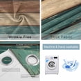 thumbnail image 4 of Teal Turquoise Wooden Blackout Curtains for Bedroom/Living Room, Thermal Insulated Kitchen Curtains, Rustic Retro Farmhouse Western Country Grommet Darkening Window Treatment Drapes 27.5"x39"x2, 4 of 8