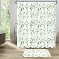thumbnail image 3 of FRAMICS 16-Piece Watercolor Floral Shower Curtain Sets with Rugs, Sage Green Botanical Bathroom Sets, Waterproof Fabric Bathroom Curtain Decor with Hooks, 3 of 9