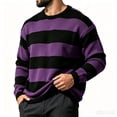 thumbnail image 2 of Men's Fall Winter Crewneck Striped Knit Pullover Sweater, Loose Fit Color Block Knit Long Sleeve Casual Top for Daily Wear , M, 2 of 6