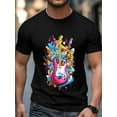 thumbnail image 4 of Men's T-Shirt Music Guitar Cartoon Short Sleeve Casual Tee Classic Crew Neck T-Shirt for Men, L, 4 of 6
