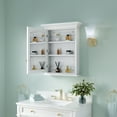 thumbnail image 6 of ANGELES HOME 24"x 30"Wall Mount Wood Medicine Cabinet with Double-Side Mirrors, Solid Wood Mirror Cabinet Storage with 2 Shelves and Soft-Close Door, Bathroom Mirror Cabinet with Metal Alloy Hardware, 6 of 11