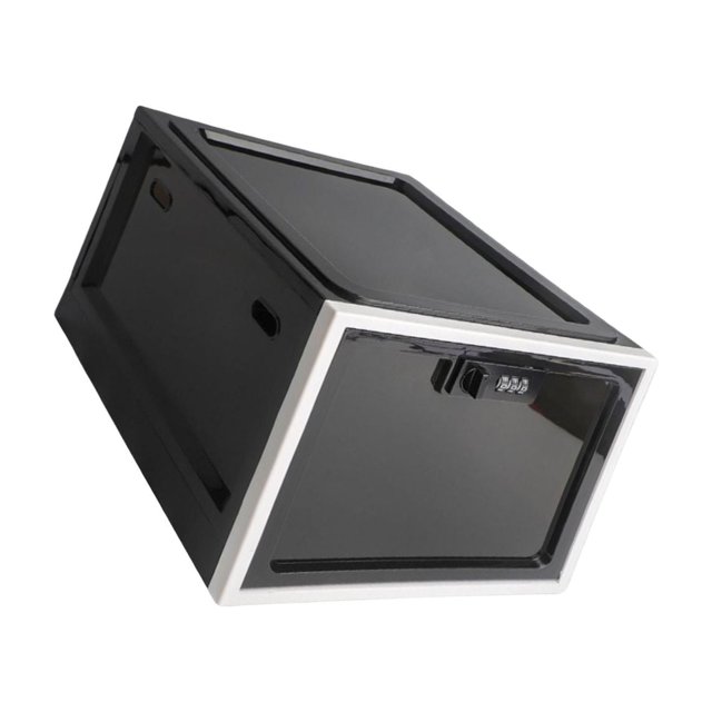Bearachild Lockable Box Plastic Lockable Storage Bin Childproof Almacenamiento y organización del hogar en blanco y negro 30.3 x 23.6 x 19.3 cm