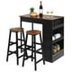 thumbnail image 4 of Juego de Mesa de Bar Costway 3 piezas con 2 Taburetes de Bar Mesa de Comedor de Madera con Estante Lateral de 3 Niveles, 4 of 5