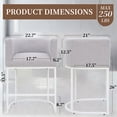 thumbnail image 5 of ClinQ Counter Height Bar Stool Set of 2, 26 in Fabric Upholstered Seat, Metal Legs for Indoor Dining Room and Kitchen Island, Lightgrey & White Leg, 5 of 6