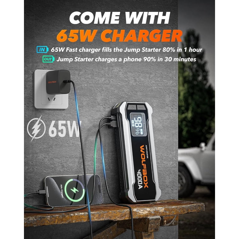 Avviatore Batteria Auto Portatile OGORI NEW Con Compressore Aria 150PSI, Power Bank E Torcia - Fino A 10L Benzina/8L Diesel