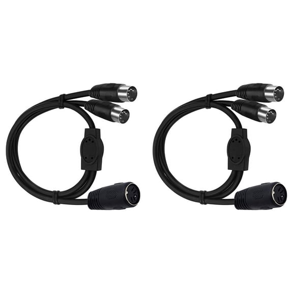 2X MIDI DIN 5-Pin Splitter Y Adapter Cable, Din 5Pin Male to Dual 2 Female Audio Extension Cable