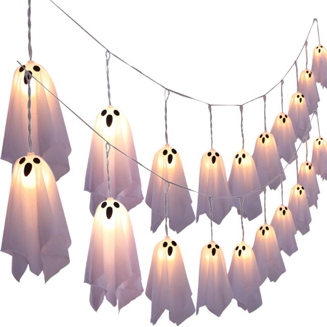 Halloween Decoration-Light Up Ghost LED Colorful Light String, Glowing Little Decorative Terrifying Pendant Ghost Atmosphere,